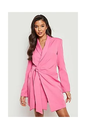 Boohoo Belted Wrap Blazer Dress