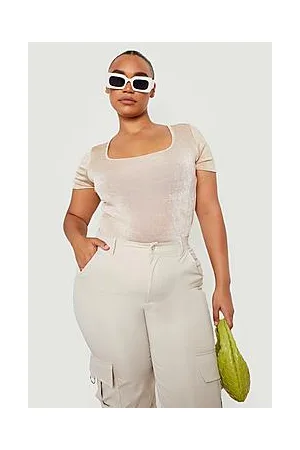 Boohoo Plus Acetate Slinky Cap Sleeve Bodysuit