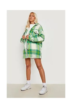 Boohoo Green Check Shacket