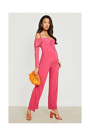 Boohoo Maternity Twist Front Mesh Jumpsuit