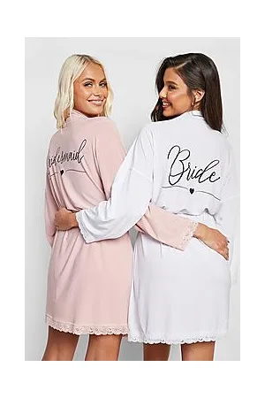 Boohoo Bride Heart Lace Trim Robe