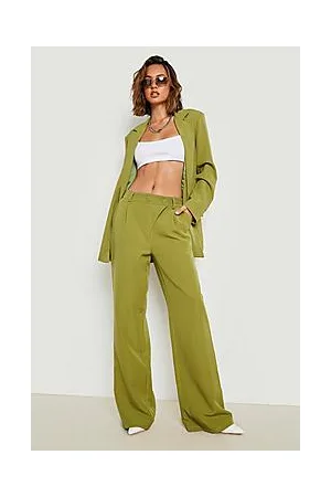 Boohoo Wrap Waistband Wide Leg Tailored Trousers