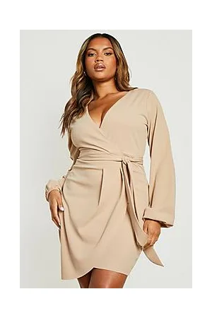 Boohoo Plus Tie Belt Wrap Dress