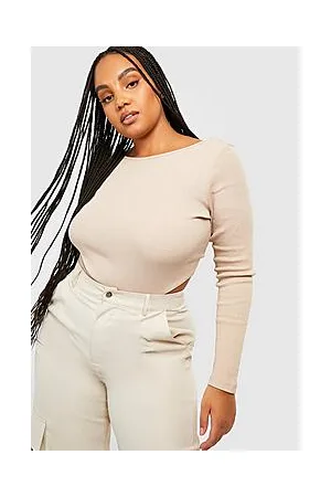 Boohoo Plus Rib Scoop Back Bodysuit