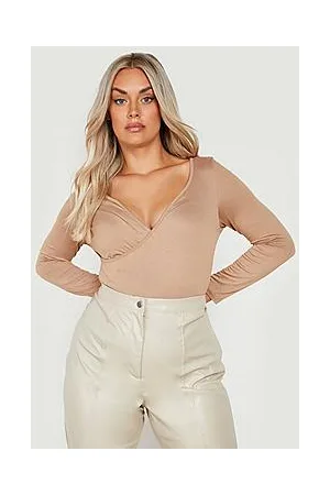 Boohoo Plus Wrap Front Bodysuit