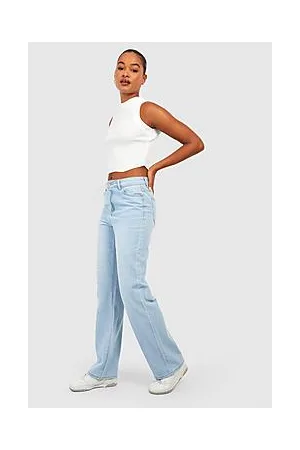 Boohoo Tal Wide Leg Mid Rise Boyfriend Jean