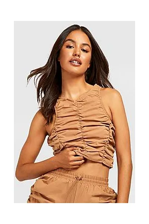 Boohoo Ruched Racer Neck Crop