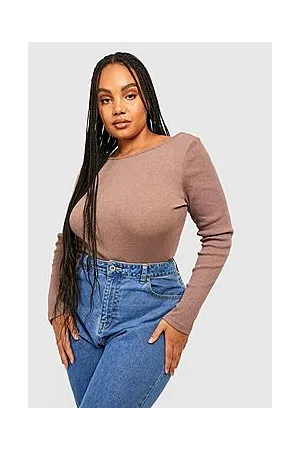 Boohoo Plus Rib Scoop Back Bodysuit