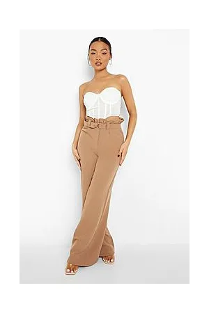 Boohoo Petite Paperbag Waist D Ring Wide Leg Trouser