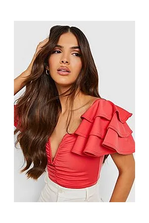 Boohoo Frill Shoulder V Bar Bodysuit