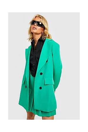Boohoo Double Breasted Contrast Button Blazer