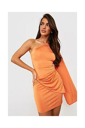 Boohoo Slinky Twist Knot Flare Sleeve Mini Dress