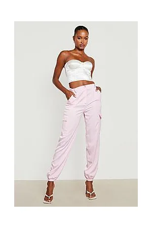 Boohoo Tall Premium Satin Cargo Cuffed Trousers