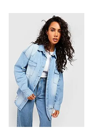 Boohoo Washed Distressed Western Denim Shirt