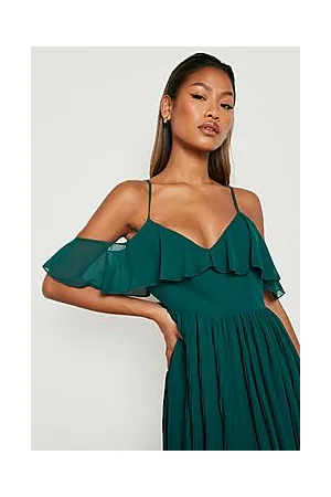 Boohoo Cold Shoulder Ruffle Midi Bridesmaid Dress