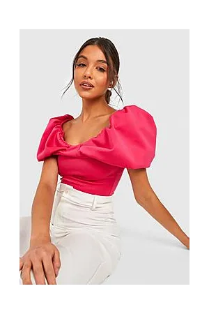 Boohoo Bow Bardot Scuba Bodysuit