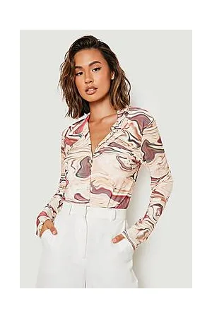 Boohoo Marble Printed Slinky Shirt