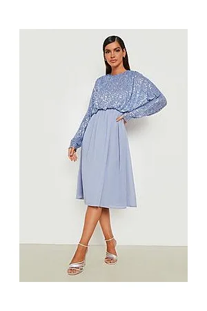Boohoo Sequin Batwing Midi Bridesmaid Dress