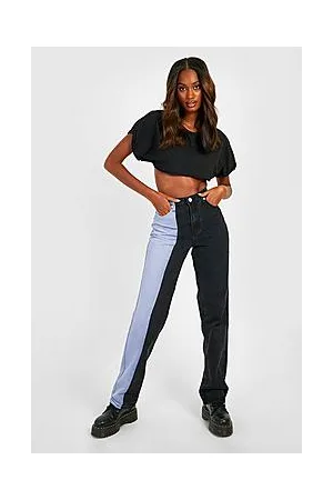 Boohoo Low Waisted Colour Block Boyfriend Jeans