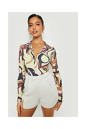 Boohoo Abstract Printed Slinky Shirt