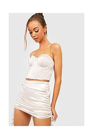 Boohoo Ruched Side Satin Mini Skirt