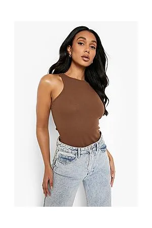 Boohoo Racer Neck Sleeveless Bodysuit