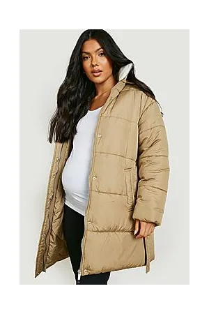 Boohoo Maternity Padded Borg Hood Parka Coat