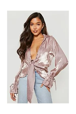 Boohoo Shimmer Drape Detail Plunge Top
