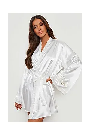 Boohoo Bride Embroidered Trim Detail Robe