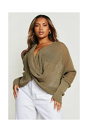 Boohoo Plus Wrap Front Knitted Jumper