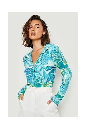 Boohoo Marble Printed Slinky Shirt