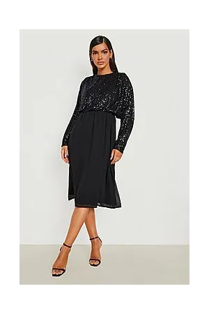Boohoo Sequin Batwing Midi Bridesmaid Dress