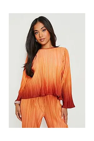 Boohoo Petite Ombre Plisse Open Back Top
