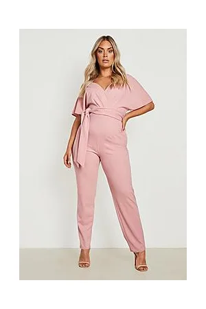 Boohoo Plus Scuba Off The Shoulder Jumpsuit