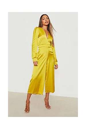 Boohoo Volume Sleeve Satin Culotte Jumpsuit