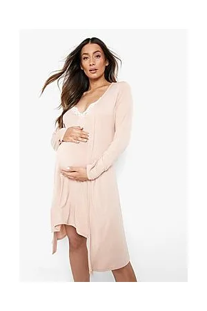 Boohoo Maternity Lace Trim Nightie And Robe
