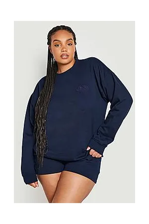 Boohoo Plus Embroidered Sweat Short Tracksuit