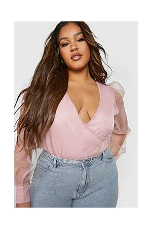 Boohoo Plus Organza Wrap Bodysuit