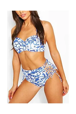 Boohoo China Blue High Waist Underwired Bikini Set