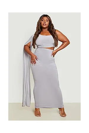 Boohoo Plus Cape Detail Maxi Skirt Co-ord