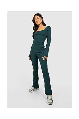 Boohoo Premium Rib Knit Corset Top And Leggings Set