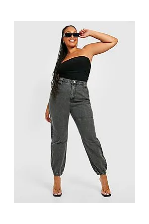 Boohoo Plus Mid Rise Utility Denim Joggers