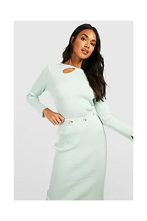 Boohoo Premium Button Together Rib Knit Midaxi Set