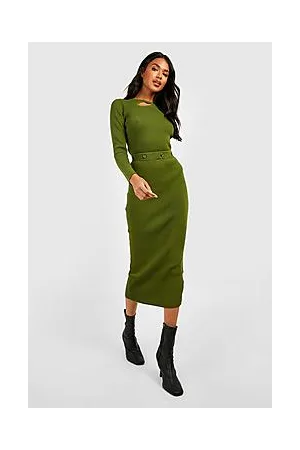 Boohoo Premium Button Together Rib Knit Midaxi Set