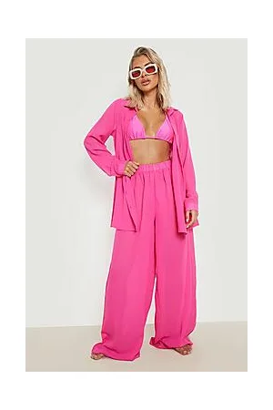 Boohoo Chiffon Wide Leg Floaty Beach Trousers