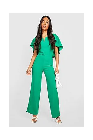 Boohoo Petite V Bar Cape Sleeve Jumpsuit