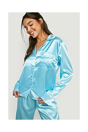 Boohoo Bridesmaid Embroidered Satin Pj Set