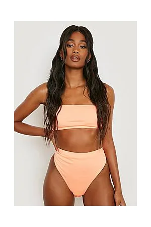Boohoo Shirred Texture High Waisted Bikini Brief