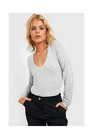 Boohoo V Neck Long Sleeve Jersey Bodysuit