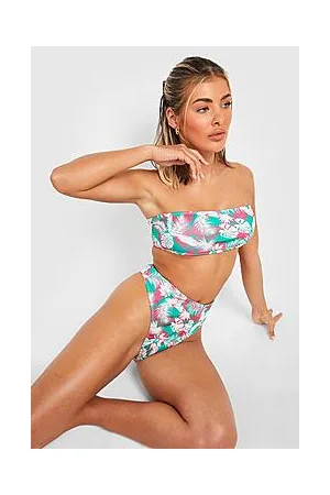 Boohoo Tropical High Waisted Bikini Brief